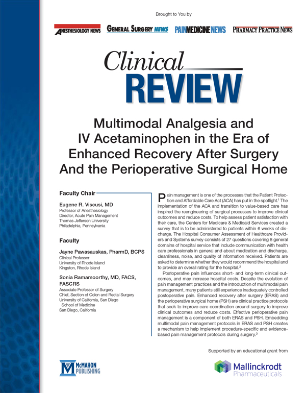 Multimodal Analgesia and IV Acetaminophen in the Era of Enhanced